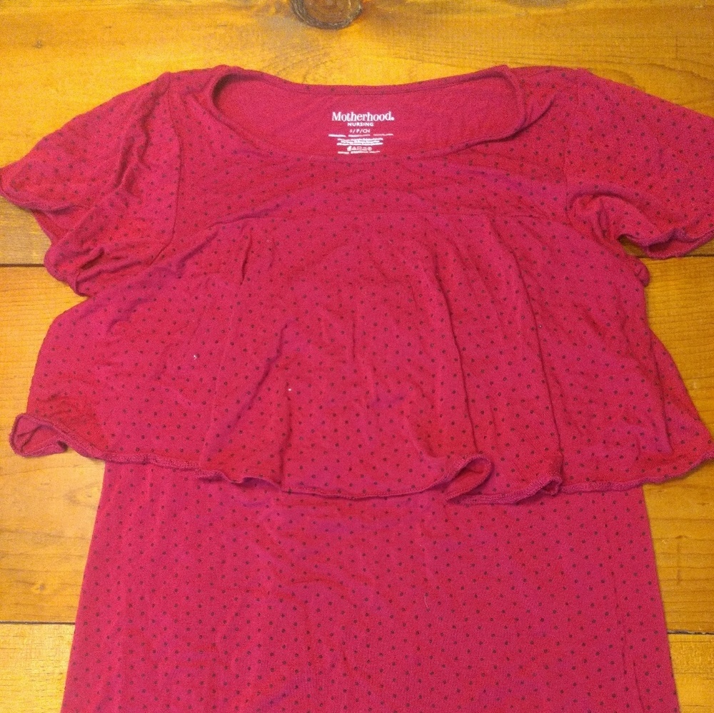 Motherhood Maternity Magenta Ruffled Nursing Top